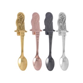 Vctitil 4Pcs Stainless Steel Mermaid Spoons,Long Stirring Spoon Coffee Spoon for Dessert Drink Mixing for Home Kitchen Utensils(4.9in*3.2in*2.4in)