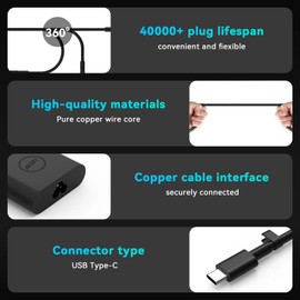 Ruilezyo 100W 90W 65W USB-C Charger Compatible with Dell Pro 16 14 Plus PB16250 PB16255 PB14255 Pro Max 16 14 MC16250 MC14250 Pro 14 Premium/Rugged PA14250 RB14250 Laptop Power Supply Adapter Cord