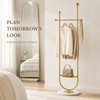 Modern Freestanding Stainless Steel Clothes Rack with Hanging Bar &