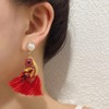 Bird Fringe Earrings, Red Bird Tassel Dangle Earrings for Women,