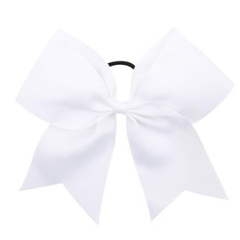 Oaoleer 8inch Jumbo Large Cheer Bows Ponytail Holder Elastic Band Handmade Boutique Hair Accessories for Cheerleading Teen Girls College Women Sports (1PCS, White)