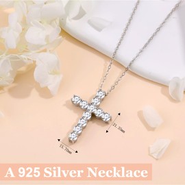 AstraGlam Women's 925 Silver Cross Necklace – Elegant Silver Chain with Diamonds, Women's 925 Silver Necklace, Women's Jewellery, Cross Chain Silver, Chain 925 Silver, Chains Women, Silver