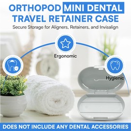 OrthoKey OrthoPod Mini Dental Travel Retainer Case - Light Blue, Versatile Orthodontic Holder for Retainers, Aligners, and Mouth Guards