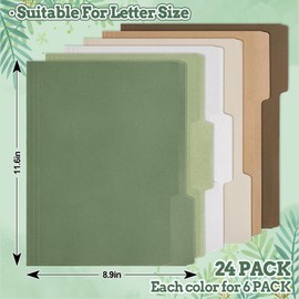 Whaline 24 Pack Green Brown File Folders Letter Size 6 Colors Sage Green Brown File Pockets with 1/3 Cut Tab for Home Office Classroom Supplies, 8.9 x 11.6 Inch
