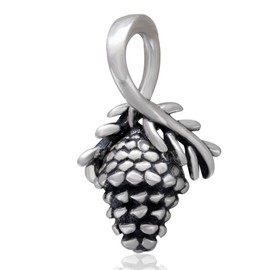 925 Sterling Silver Pinecone Charms Christmas Charm Bead Winter Charm fit Christmas Charm Bracelet