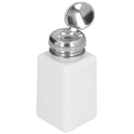 gernie 200ml Push Down Alcohol Dispenser, Pump Bottle, Methanol Container, ESD Safe, Antistatic Solvent Dispenser with Stainless Steel Press Head, for Acetone, IPA Solvent (White)