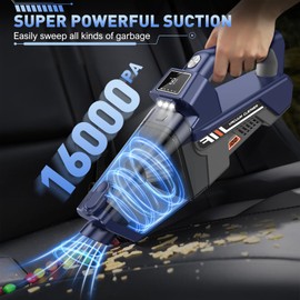 JONYJ Handheld Vacuum Cordless, 16000PA High Power Car Vacuum Cleaner, Portable Hand Held Vacuum Cleaner with LED Light & Multi-Nozzles, Dust Buster Rechargeable for Home, Car, Office, Pet