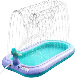 Ancesfun 65" Sprinkler & Splash Pad for Kids, Large Outdoor Mermaid Sprinklers Play Mat Summer Water Play Toys Inflatable Sprinkler Pad, Fun Play Pool for Toddlers Babies Over 3 Years Boys Girls