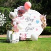 OERJU 7.2x7.2ft Gender Reveal Round Backdrop Boy or Girl Wood
