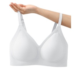 Jiuday Bra without Underwire Push Up Women's Bra Large Breasts Strong Hold Lace Comfortable Soft Seamless Anti Sag Bra Padded Seamless Bralette, White, XL