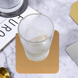 4 PCS Silver Square Cup Coasters, 8.5cm*8.5cm Stainless Steel Coasters, Heat Resistant Table Protector