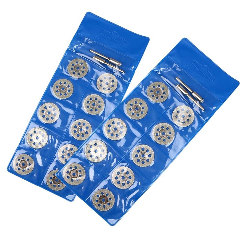 Yakamoz 20Pcs Mini Diamond Cutting Wheel Set with Mandrel, 22mm