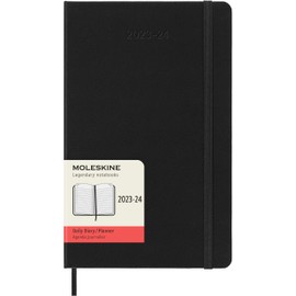 Moleskine Daily Planner 2023-2024, 18 Month Calendar, Hardcover Daily Planner, Large Format 13 x 21 cm, Colour: Black