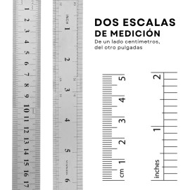Regla Metalica 30cm 12 pulgadas Acero Inoxidable Escolar Oficina Taller Industria Gran Precision Uso Rudo Alta Durabilidad Pleteado 1pz