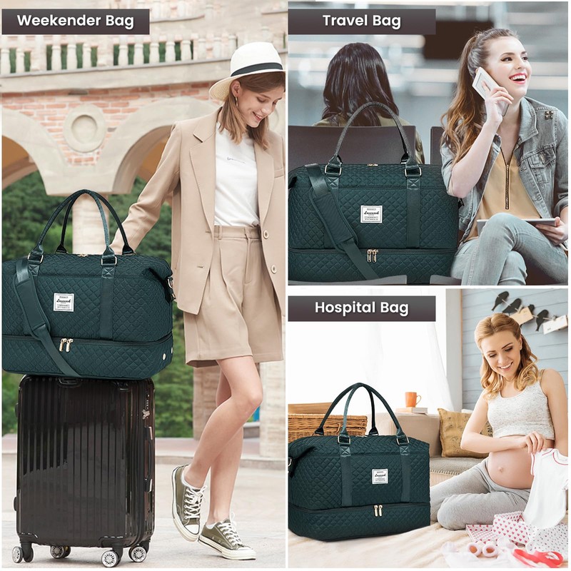 LOVEVOOK Women's Large Travel Bag with Shoe Compartment and Wet