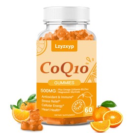 CoQ10 Oranges Gummies 500mg-3X Better Absorption Coenzyme Q10 Supplements - Plus Omega-3, Magnesium, Vitamin B3 & Zinc for Heart Health, Cellular Energy & Antioxidant, Vegan, Non-GMO 60 Ct (1)