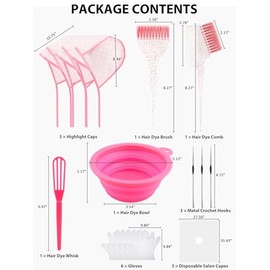YOOVR Kit de 19 piezas de blanqueador para el cabello con cepillo de tinte para el cabello y juego de tazón, batidor de color, tapa de glaseado con ga