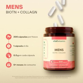 Vital Botanics Biotina Colágeno Hidrolizado Hombre Vitaminas Cabello