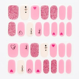 Foxology Vegan And Cruelty Free Semi Cured Gel Nail Strip Kit Includes 30 Nail Strips, Alcohol Free Nourishing Prep Pad, A Gel Top Coat, A Wooden Cuticle Stick, Nail File - AMORE