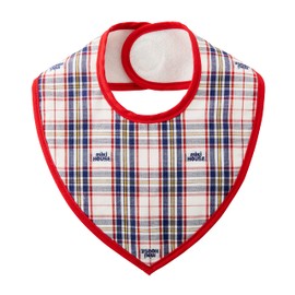 Miki House 10-7922-490 Bib, 100% Cotton, Made in Japan, Checked, Waterproof, Boys, Girls, Baby, Kids, Baby Shower, Gift, multicolor (navy / white)