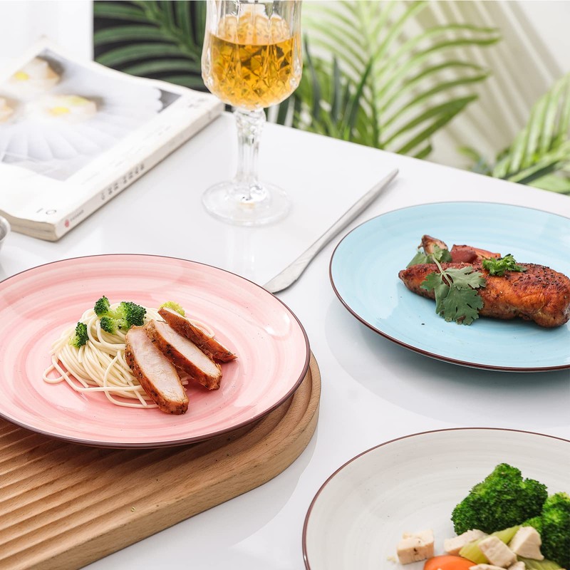 Selamica Ceramic 8 inch Dinner Plates, Small Dessert Salad Plates,
