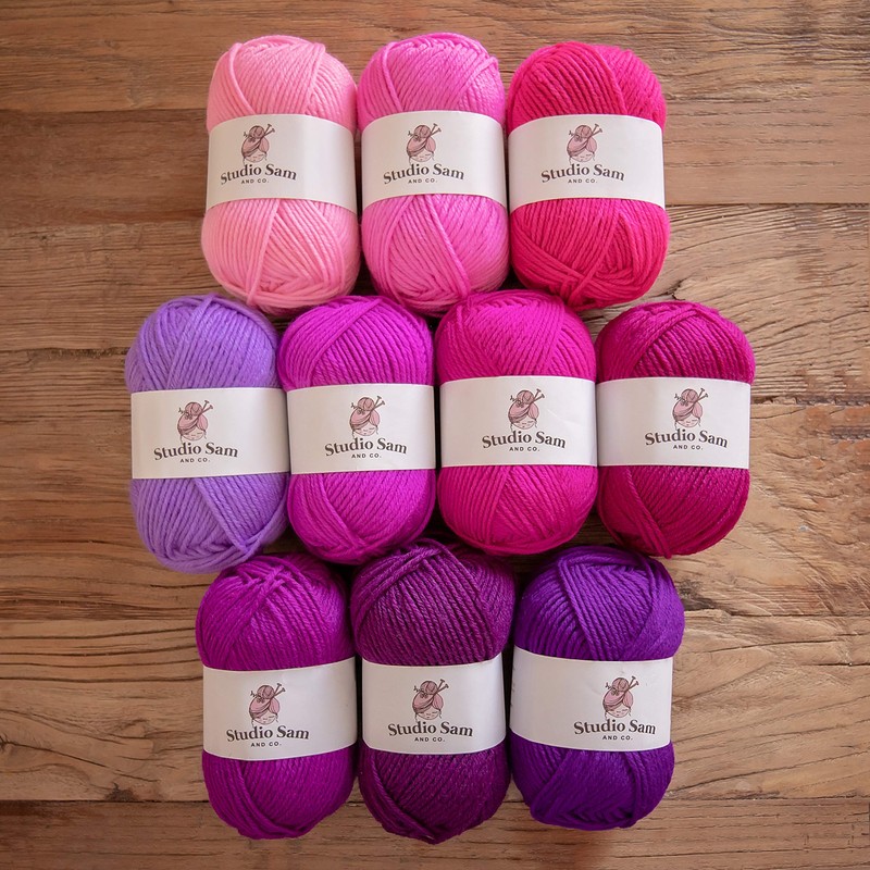 Studio Sam Acrylic Yarn Set. Ten Large 50g Skeins. Total