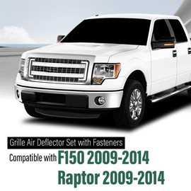 LQI 3 Pcs Grille Air Deflector Set with Fasteners Compatible with Ford F150 2009-2014, Fit Ford Raptor 2009-2014 FO1218114, FO1218119 Black