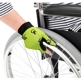 D.C.T Wheelchair Gloves Real Leather Palm Gloves Mobility Padded Gloves Breathable, Fingerless Bike Gloves with Anti-Slip Grip Lightweight Cycling Gloves (Green, S/M)