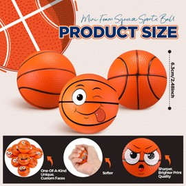 Arrowbash 12 Pcs Mini Face Stress Balls 3.25'' Sport Stress Balls Face Squeeze Balls Foam Balls for Stress and Anxiety Relief Balls for Party Favors Birthday Gift Decoration(Basketball)