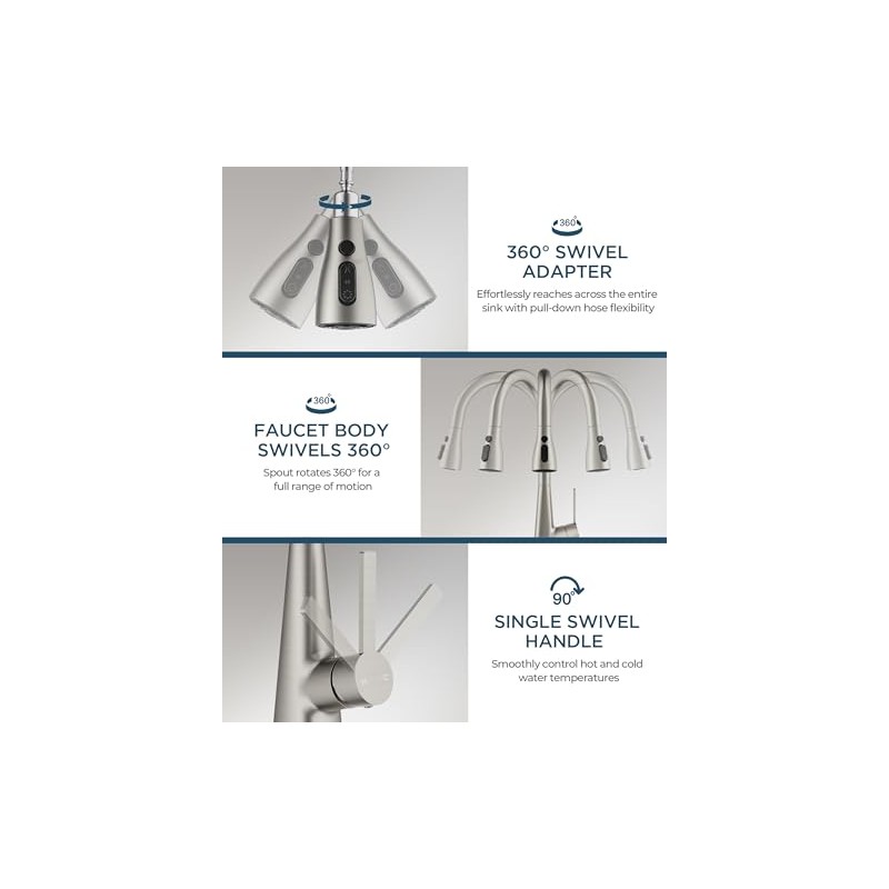 FORIOUS Kitchen Faucet with Pull Down Sprayer, Brushed Nickel, Classic