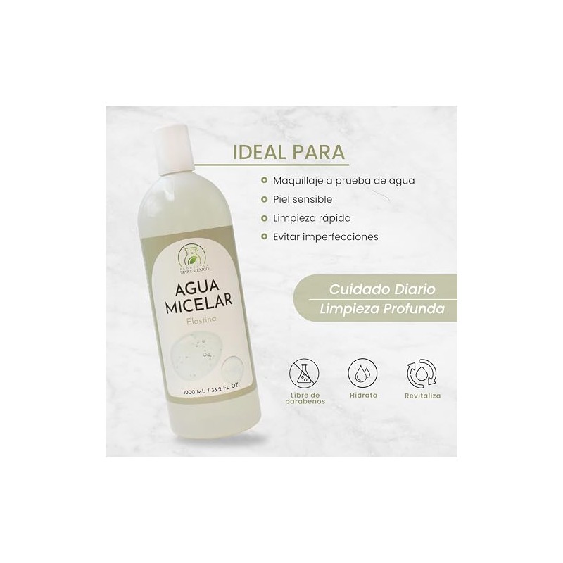 Agua Micelar Elastina Hidratante Micellar Water Hydrating Cleanser, 1 Liter
