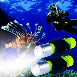 BlueFire Professional 1100 Lumen Diving Flashlight Bright Submarine Light Scuba Safety Lights Waterproof Underwater Torch for Outdoor Under Water Sports (Green (2-Pack))