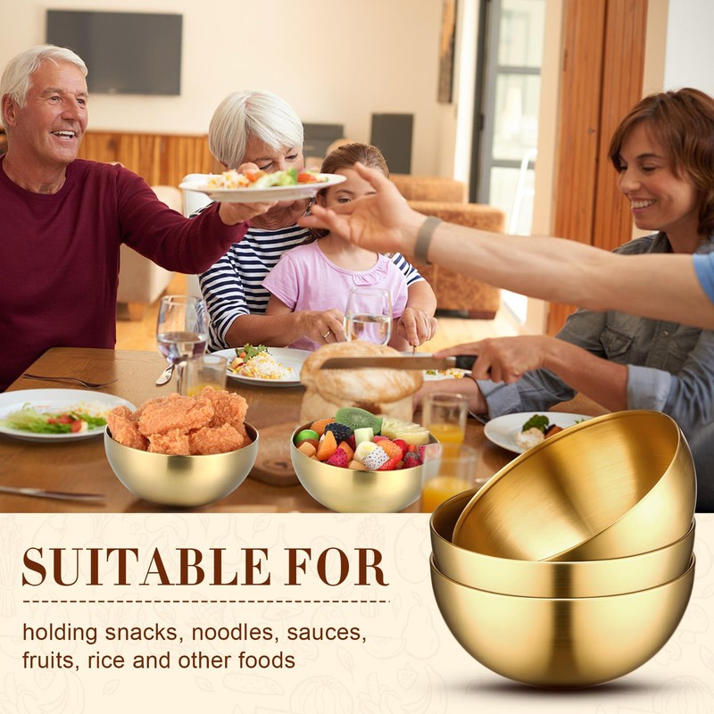 Nuogo 6 Pcs Gold Mixing Bowls Stainless Steel Mixing Bowl
