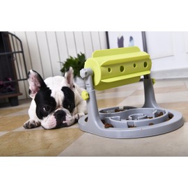Pet Life Roto Paw IQ Training Interactive Rotating Slow Dog Feeder, Green