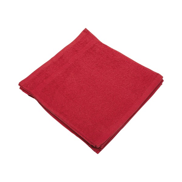 Linteum Textile 12 Piece Face Towel Set, 12x12 Inch, 100% Soft Cotton 16 Single Ring Spun Washcloths Absorbent Durable Face Towel (Red)