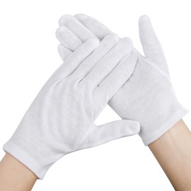 Segbeauty Cotton Gloves, White, 12 Pairs Cotton Gloves, Moisturising Gloves, Cotton Gloves, Thin Washable, Care Gloves for Repair, Dry Hands, Skin (L)