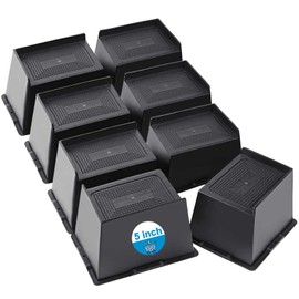 EGTTGIN Bed Risers 2 inch, 3 inch, 4 inch, 5 inch, 6 inch Heavy Duty, Oversized Furniture Riser for Couch Sofa Table Desk Chair Recliner Leg Frame Dorm, Support up to 6000 Lbs (Black 5 inch, 8 Pack)