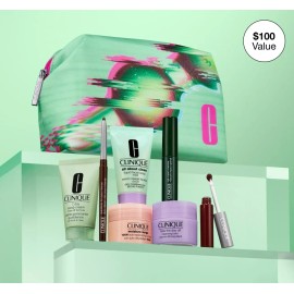 Clinique 8 Pc Gift Set Moisture Surge 100H Lip Gloss Black Honey Quickliner Soap