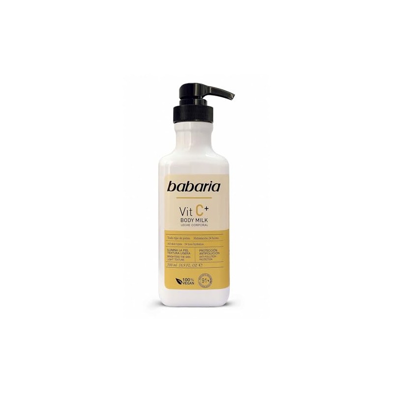 Babaria Leche Corporal Vitamina C, Blanco, 500 ml