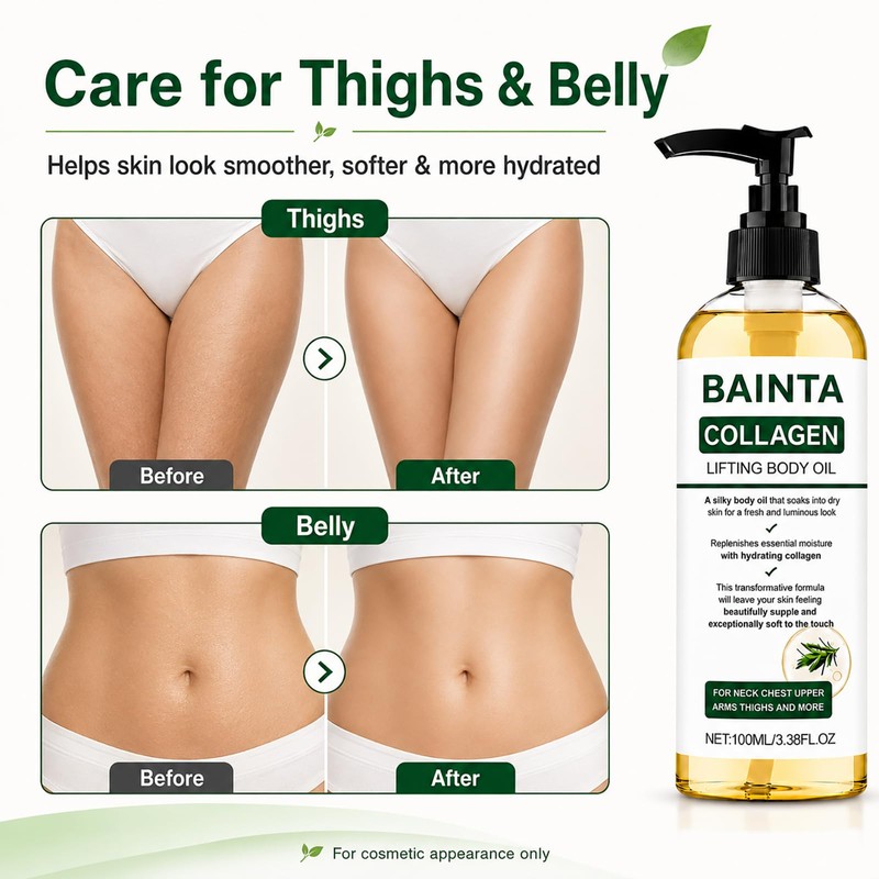 Collagen Body Oil, Firming Body Moisturizer for Dry Crepey Skin,