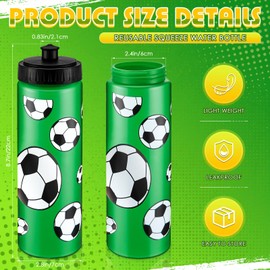 Skybooly 12 Pcs Soccer Water Bottle Bulk 20 oz Soccer Accessories Water Bottle Squeeze Water Bottles Reusable Sports Bottles for Soccer Team Gym Party Favors Gift