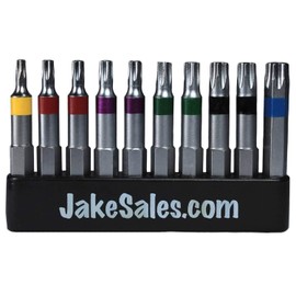 2" Torx/Star Bit Driver Kit Complete With Holder. Comes with T10, T15, T20, T25, T30 and T40 Torx Bits.