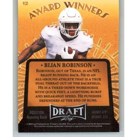 2023 Leaf Draft #12 Bijan Robinson Texas Longhorns RC Rookie Football Trading Card