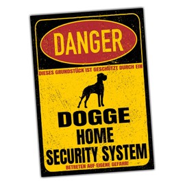 Great Dane German Dog Sign Danger Security System Door Sign Dog Sign Warning Sign Dog Private Property Dog Warning Warning