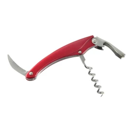Fackelmann Kellnerkorkenzieher GRANDCRU, Weinöffner für alle Korken, Korkenzieher aus Kunststoff/Edelstahl (Farbe: Rot/Silber), Menge: 1 Stück