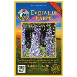 Everwilde Farms - 1000 Rocket Larkspur Wildflower Seeds - Gold Vault Jumbo Seed Packet