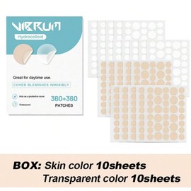 Acne Patch Set, 720 Pieces, Round Hydrogel, Transparent Waterproof Spots