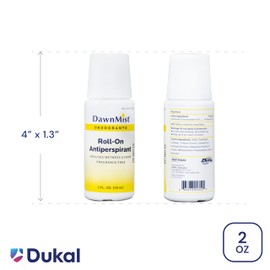 Dukal DawnMist Antiperspirant Deodorant, 2 oz., Unscented, Roll-On (Pack of 2) RD20
