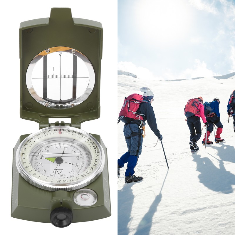 DC60‑2A Aluminium Alloy Foldable Multifunctional Luminous Compass Outdoor SuppliesArmy Green