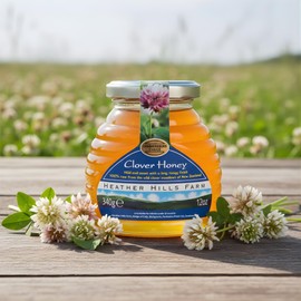 Heather Hills Farm Raw Clover Honey 340g (12oz) | Pure, Natural, Unfiltered & Unpasteurized | Runny Monofloral Honey from New Zealand in Glass Jar | Food Spread Gift, Sweet with Tangy Finish